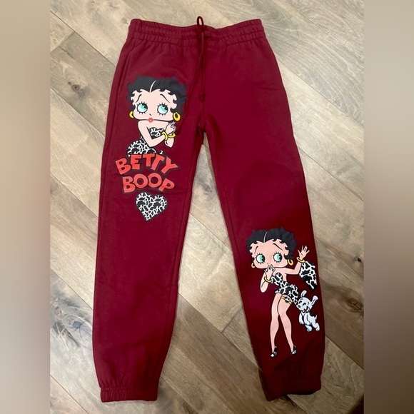SALE Burgundy Red Betty Boop Jogger Sweatpants - Picture 1 of 2